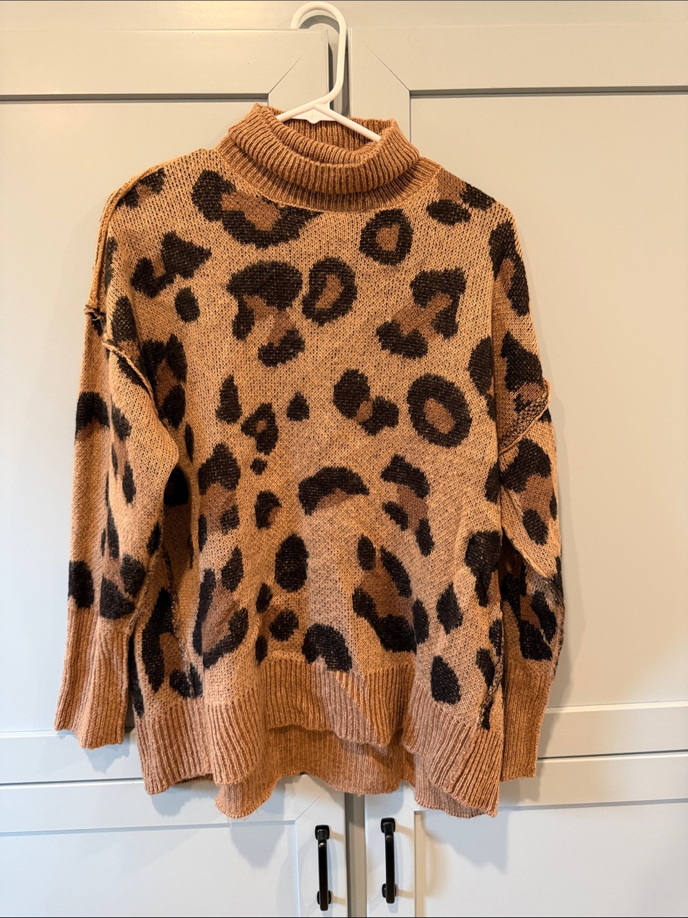 Leopard Print Maternity Turtleneck Sweater